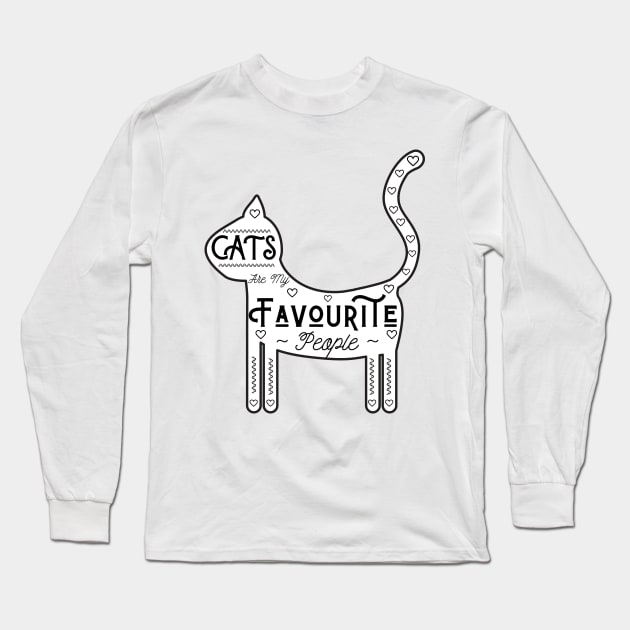 Cats Are My Favorite People, White Background, UK Spelling Long Sleeve T-Shirt by Tee's Tees